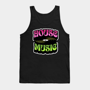 HOUSE MUSIC  - Groovy Vinyl (lime/pink) Tank Top